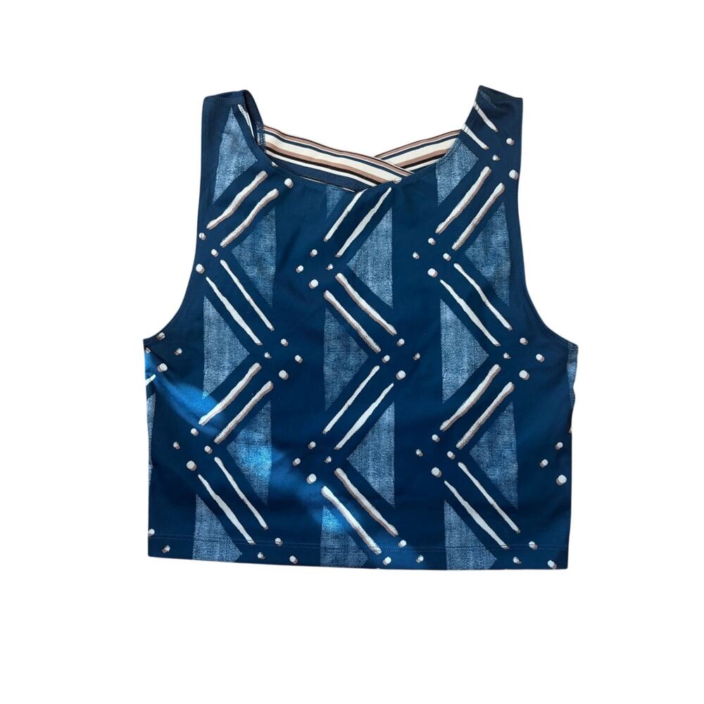 Nike Navy Geometric Crop Tank Top
